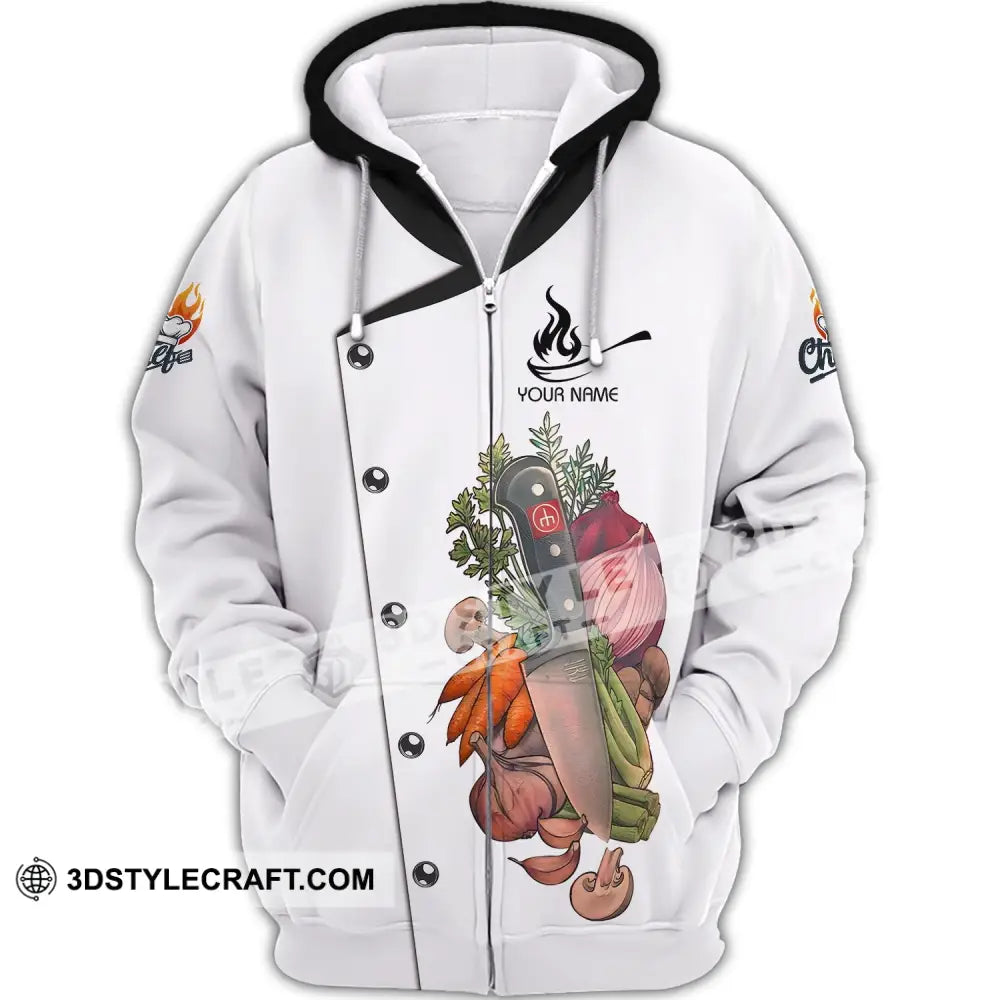 Unisex Shirt - Custom Chef Name Vegetables Kitchen And Knives Zipper Hoodie / S T-Shirt