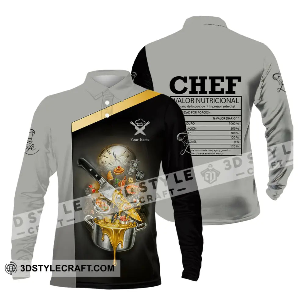 Unisex Shirt - Custom Chef Valor Nutricional Shirt Long Sleeve Polo / S T-shirt