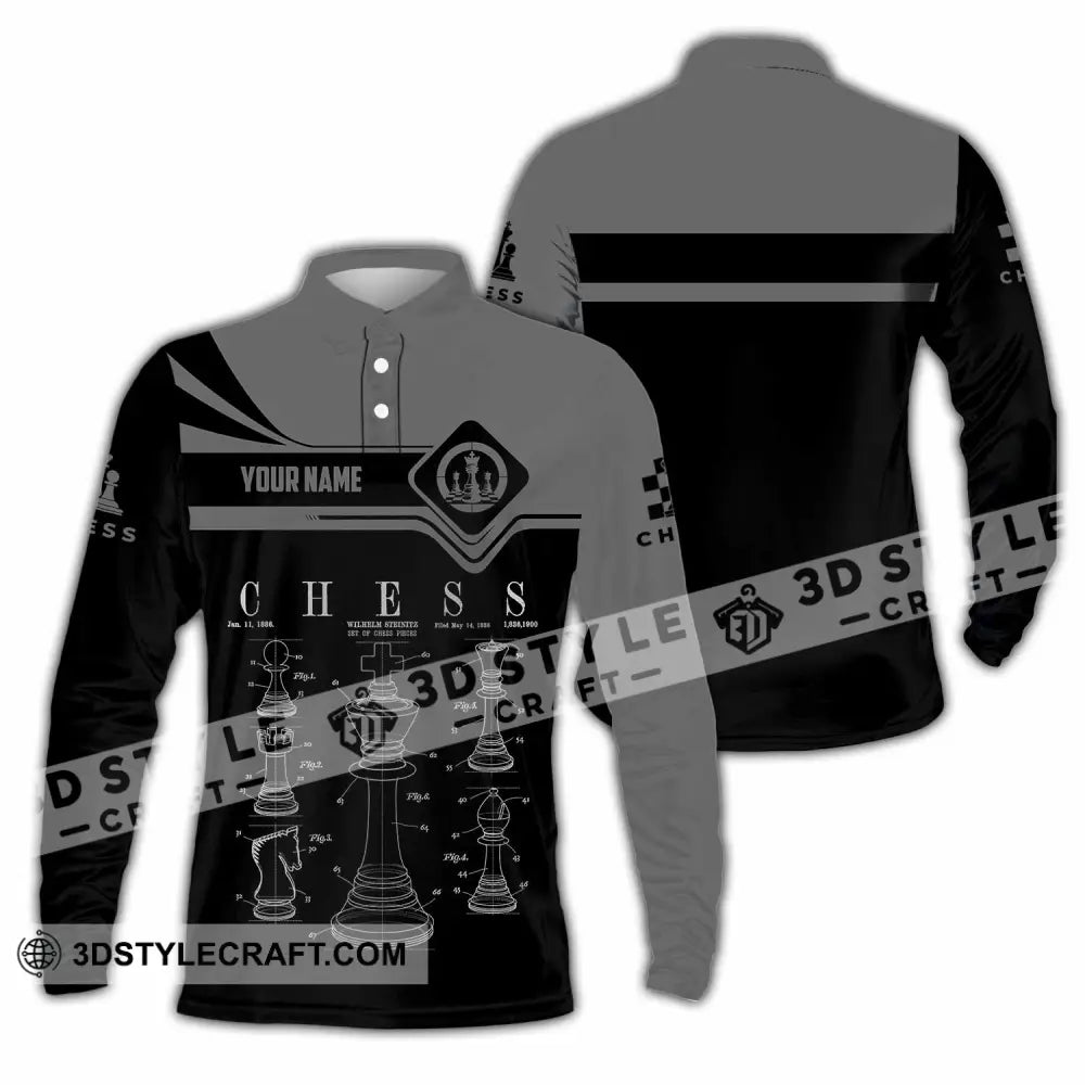 Unisex Shirt - Custom Chess 3D Shirt Long Sleeve Polo / S T-shirt