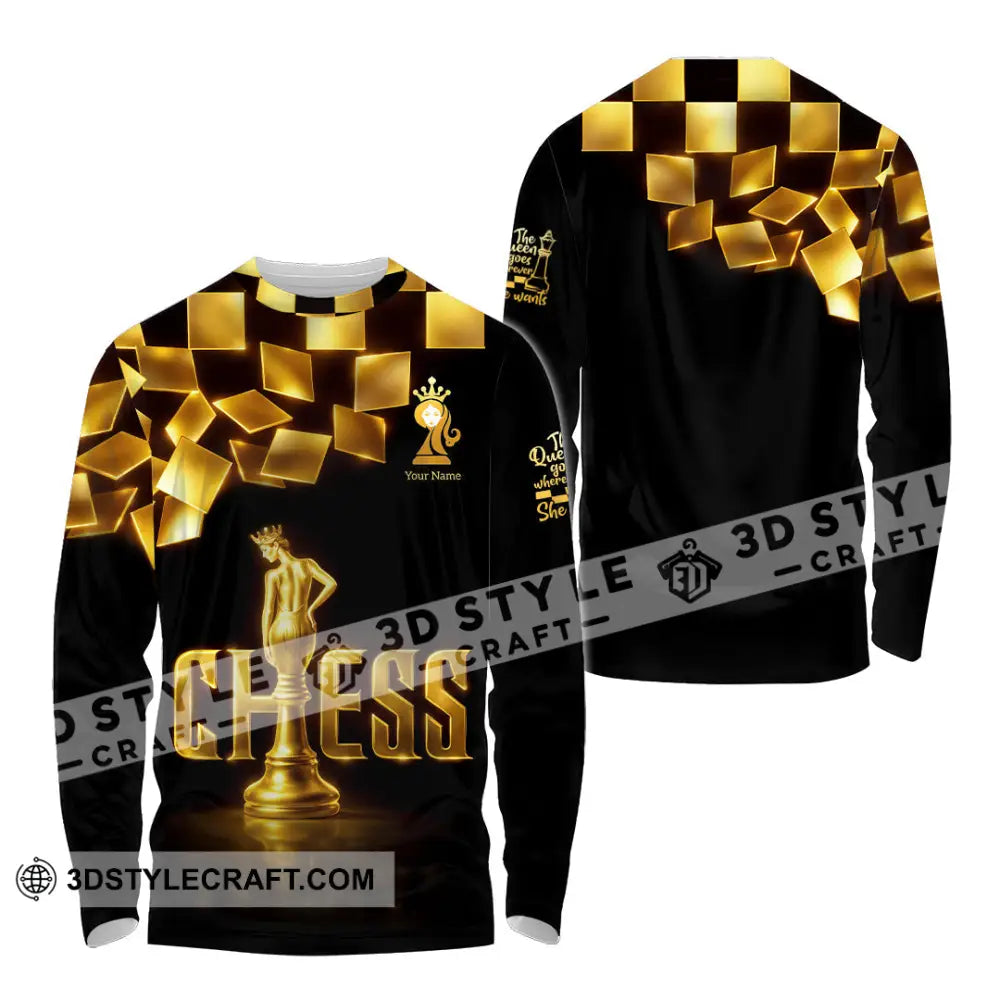 Unisex Shirt - Custom Chess 3D Shirt - Long Sleeve Shirt / S - T-shirt