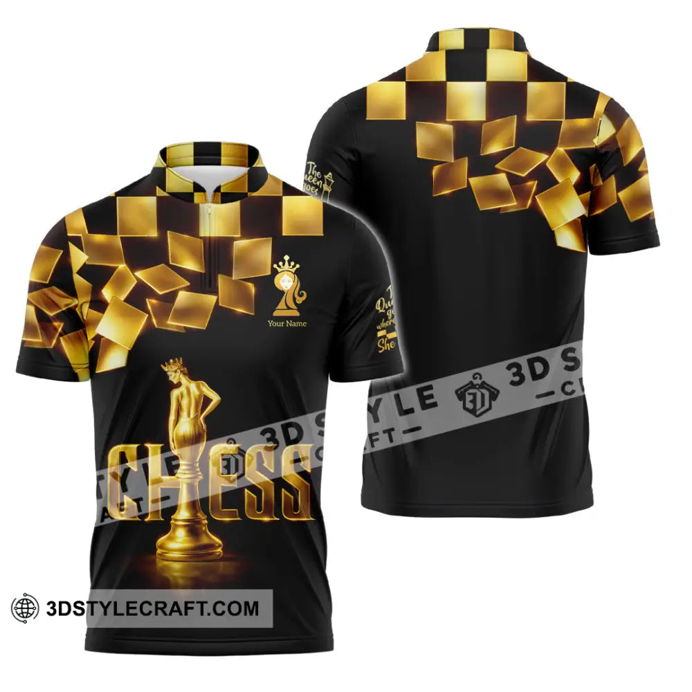 Unisex Shirt - Custom Chess 3D Shirt - Zipper Polo Shirt / S - T-shirt
