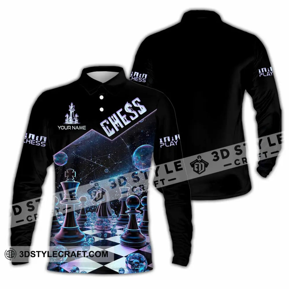 Unisex Shirt - Custom Chess Galaxy Sport Shirt Long Sleeve Polo / S T-shirt