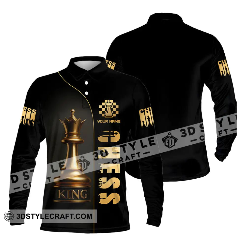 Unisex Shirt - Custom Chess Player 3D Shirt Long Sleeve Polo / S T-shirt