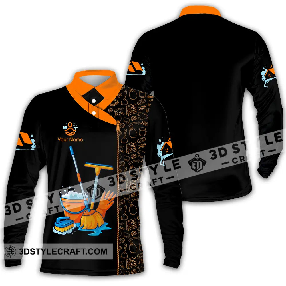 Unisex Shirt - Custom Cleaning Service Shirt Long Sleeve Polo / S T-shirt