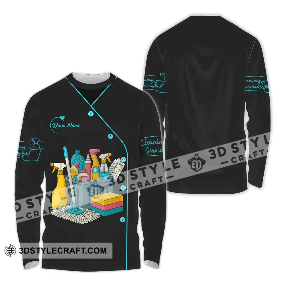Unisex Shirt - Custom Cleaning Service Shirt Long Sleeve Shirt / S T-shirt