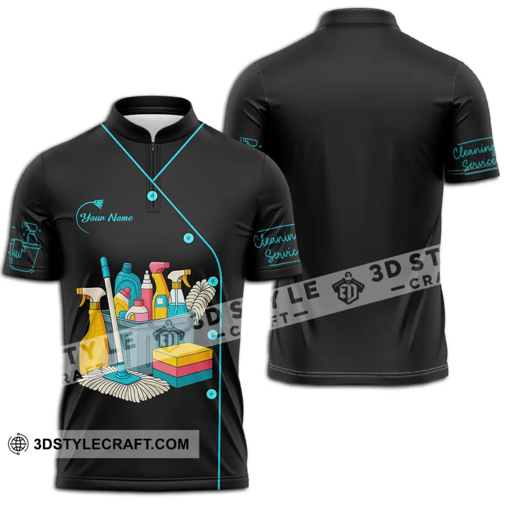Unisex Shirt - Custom Cleaning Service Shirt Zipper Polo Shirt / S T-shirt