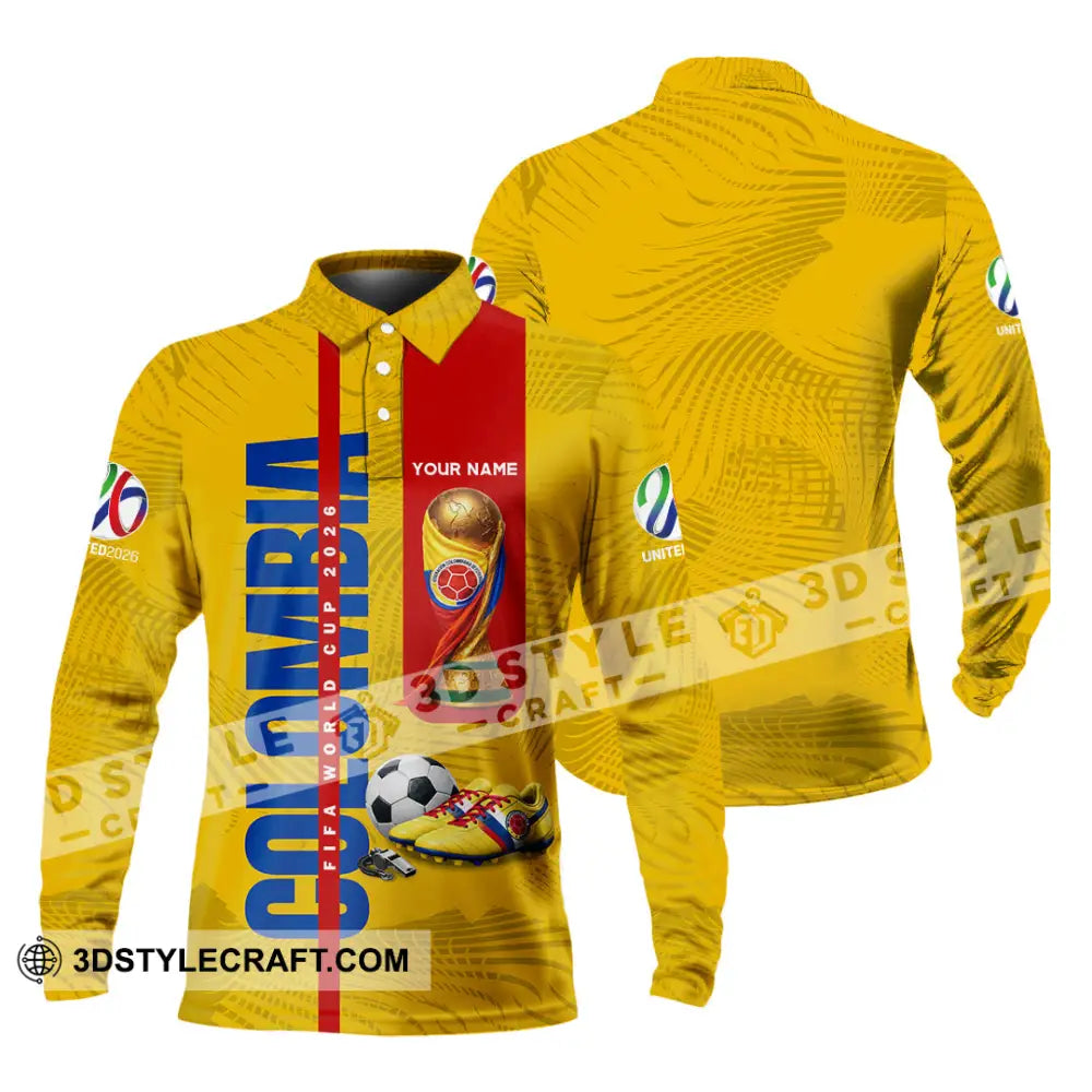 Unisex Shirt - Custom Colombia World Cup 2026 3D Shirt Long Sleeve Polo / S T-shirt