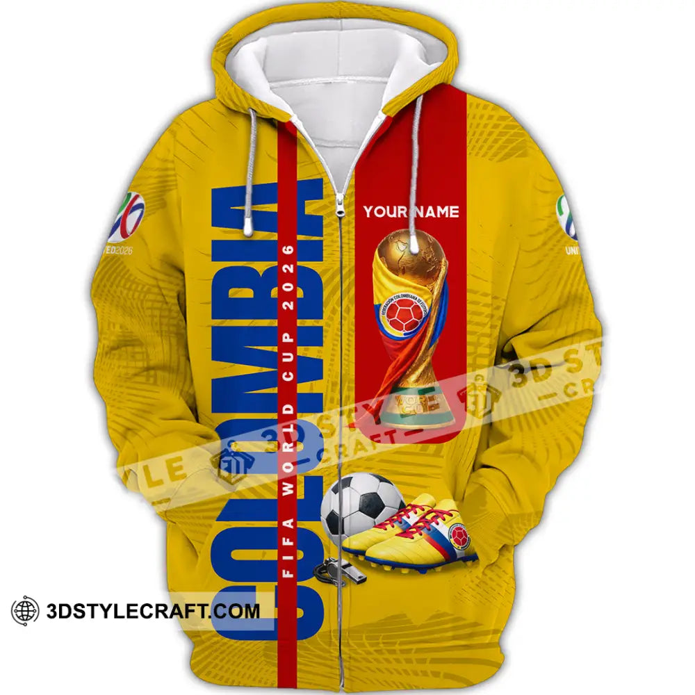 Unisex Shirt - Custom Colombia World Cup 2026 3D Shirt Zipper Hoodie / S T-shirt