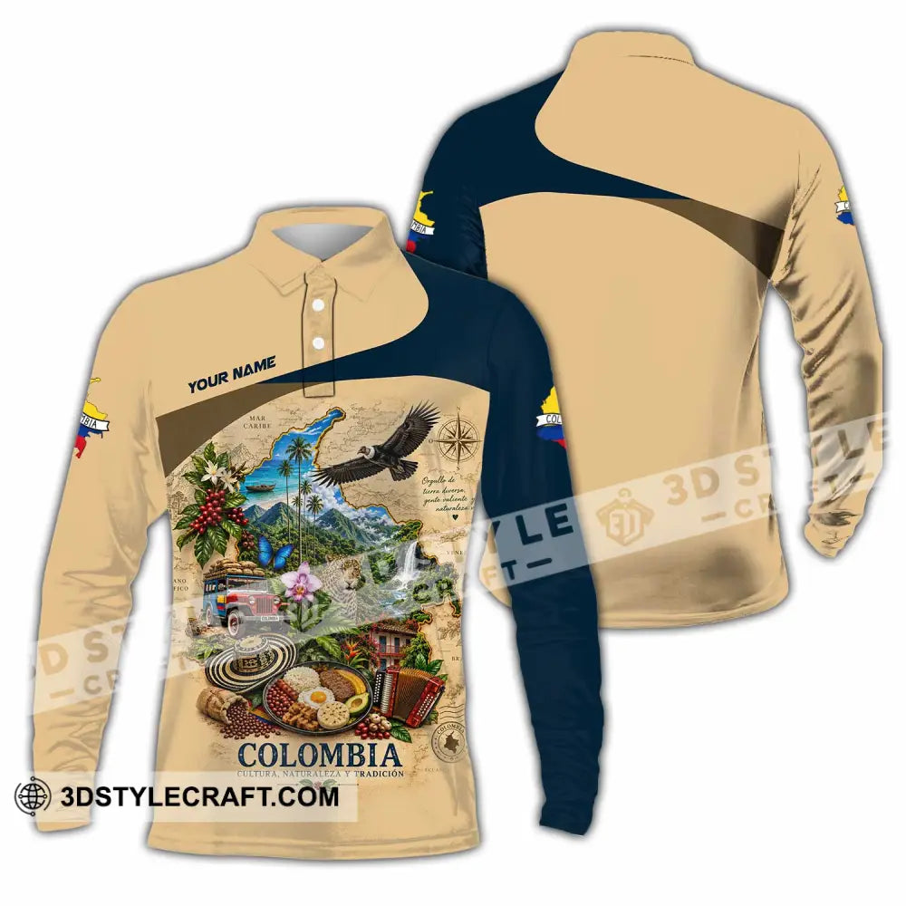 Unisex Shirt - Custom Colombia Shirt - Long Sleeve Polo / S - T-shirt