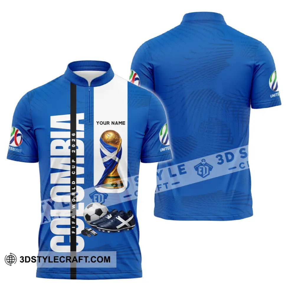 Unisex Shirt - Custom Colombia World Cup 2026 3D Shirt Zipper Polo Shirt / S T-shirt