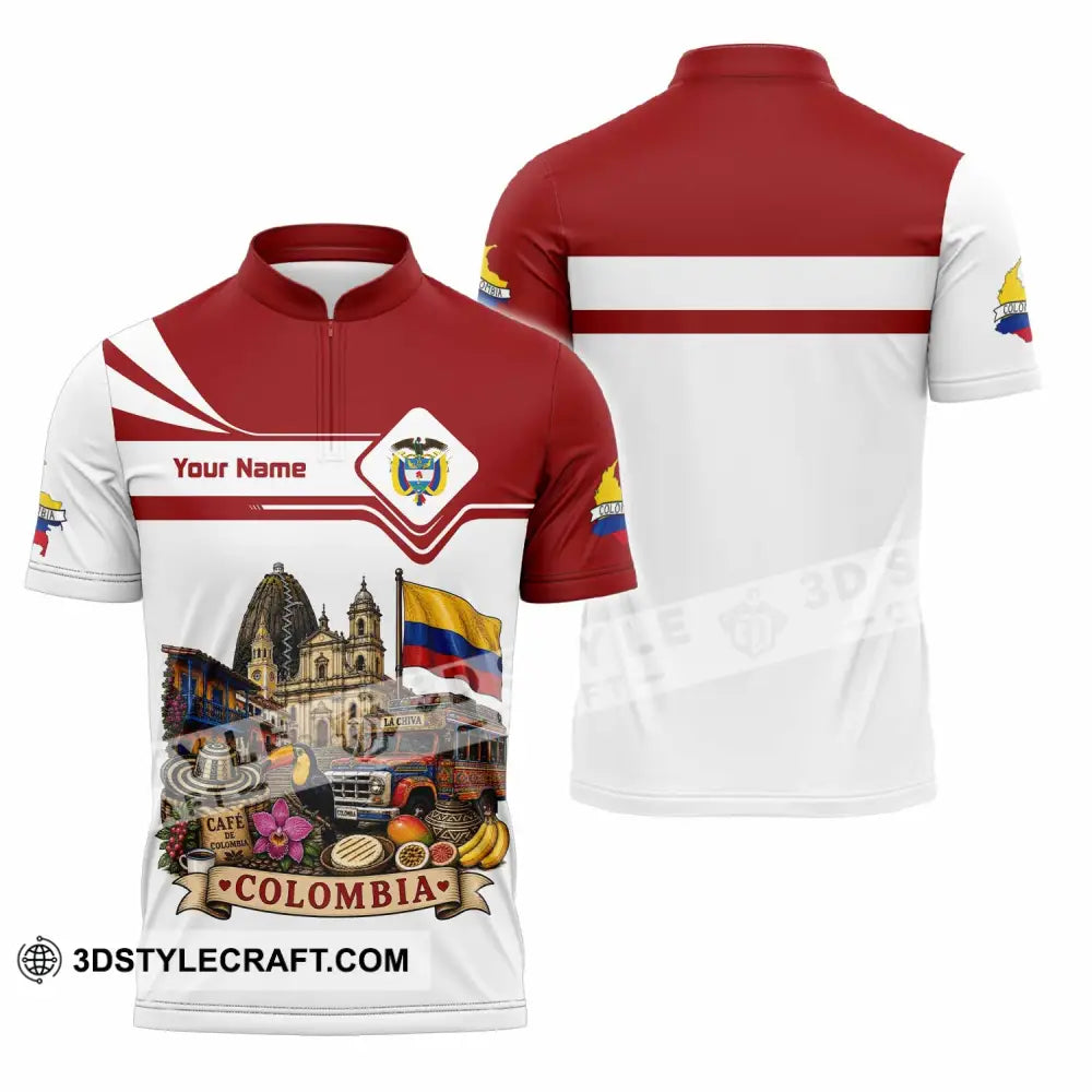 Unisex Shirt - Custom Colombia Shirt - Zipper Polo Shirt / S - T-shirt