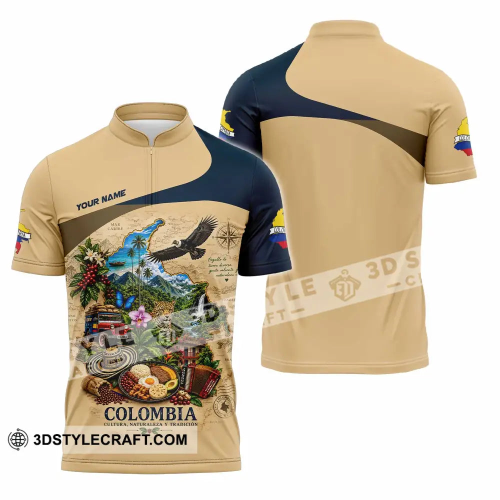 Unisex Shirt - Custom Colombia Shirt - Zipper Polo Shirt / S - T-shirt