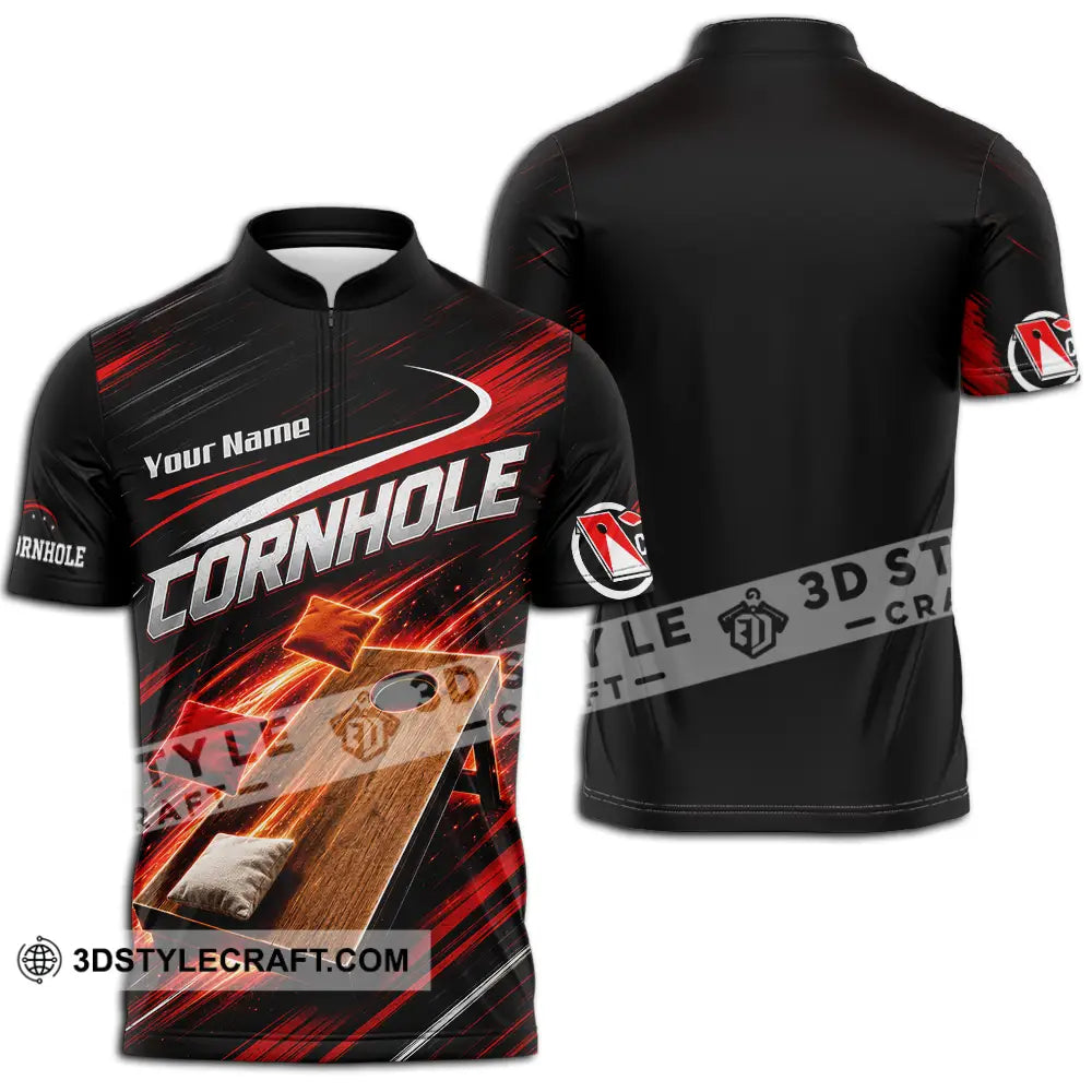 Unisex Shirt - Custom Cornhole Shirt - Zipper Polo Shirt / S - T-shirt