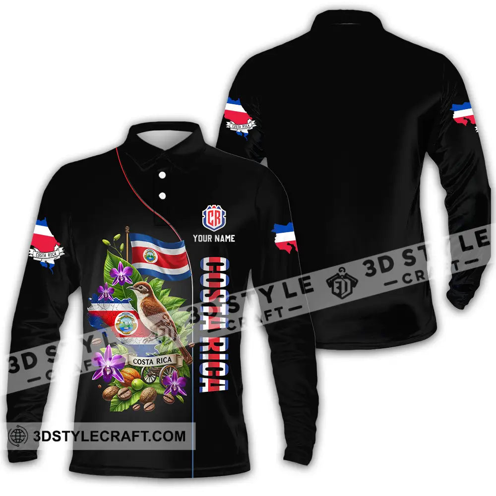 Unisex Shirt - Custom Costa Rica Pura Vida 3D Shirt Long Sleeve Polo / S T-shirt