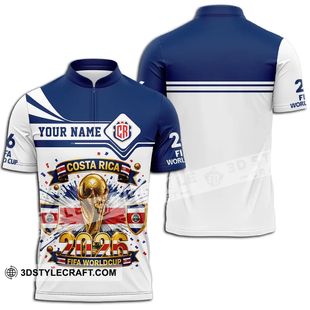 Unisex Shirt - Custom Costa Rica World Cup 2026 Shirt - Zipper Polo Shirt / S - T-shirt