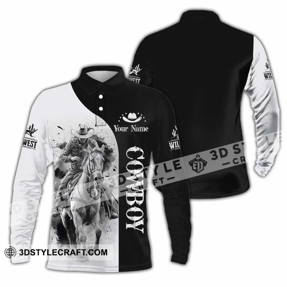 Unisex Shirt - Custom Cowboy 3D Shirt - Long Sleeve Polo / S - T-shirt