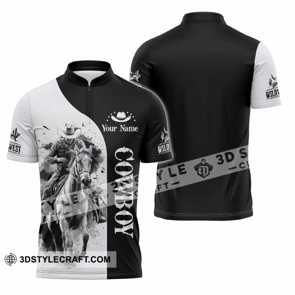 Unisex Shirt - Custom Cowboy 3D Shirt - Zipper Polo Shirt / S - T-shirt