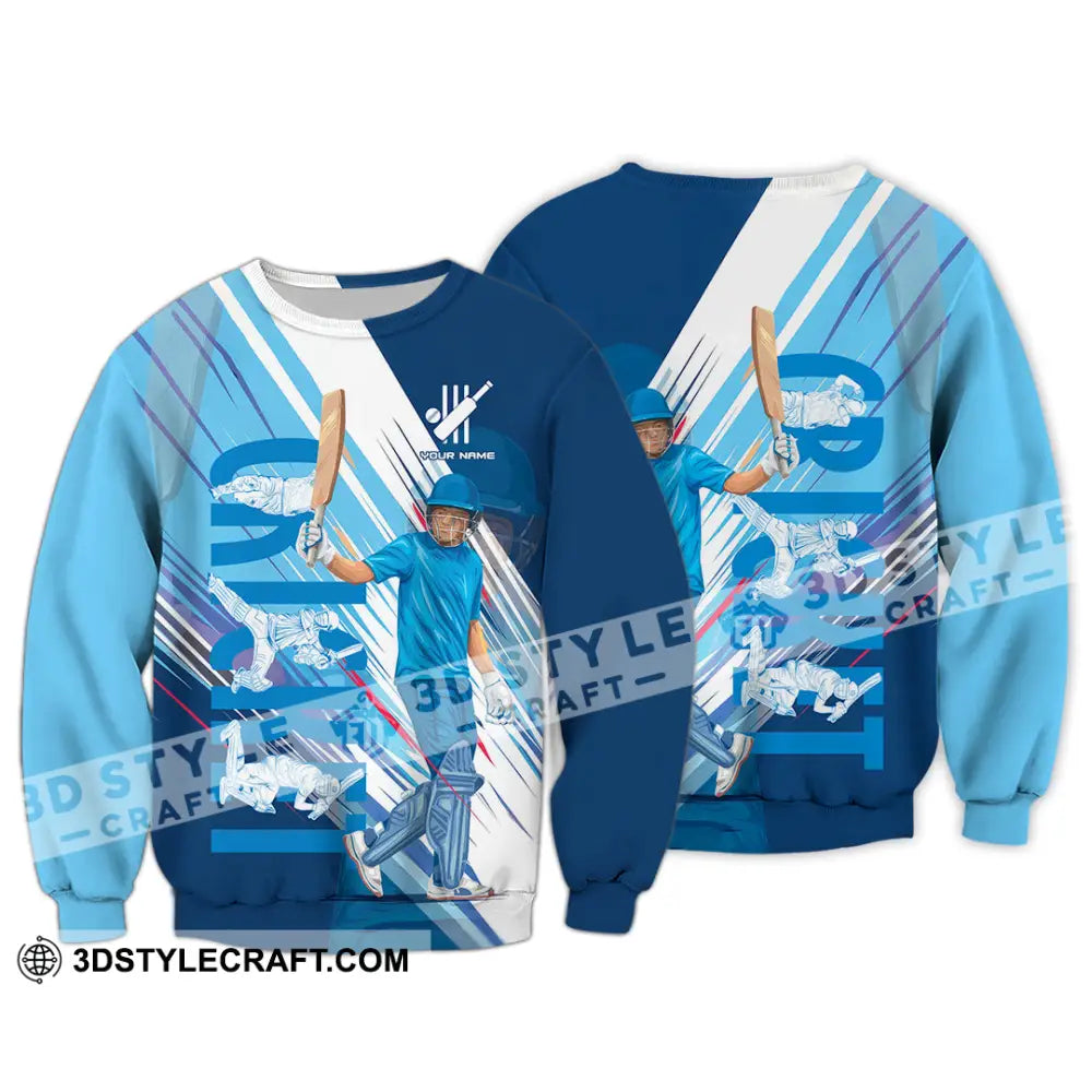 Unisex Shirt Custom Cricket Player Blue Design Shirt Long Sleeve / S T shirt