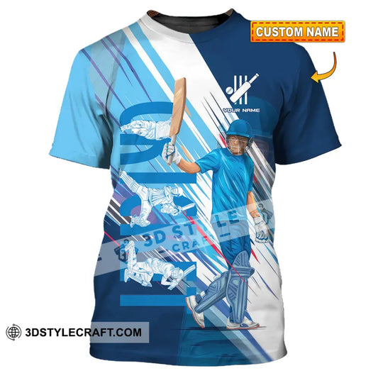 Unisex Shirt Custom Cricket Player Blue Design Shirt T shirt