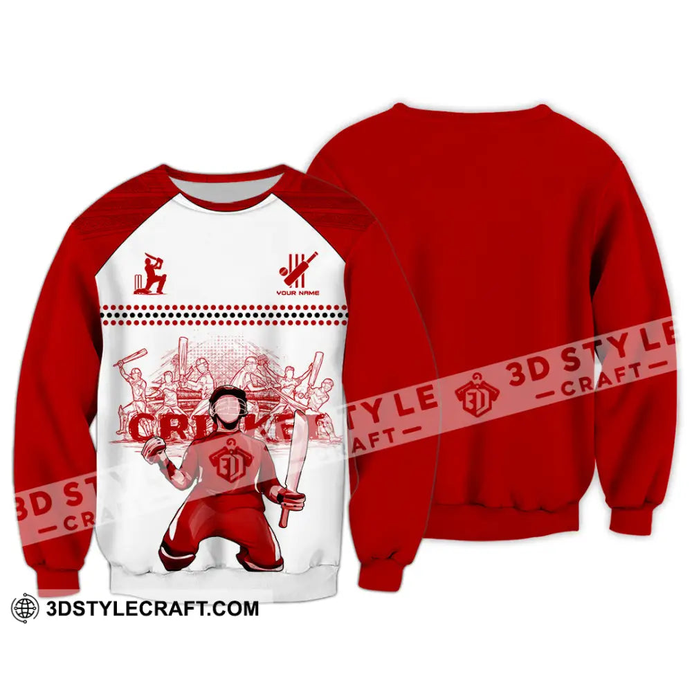 Unisex Shirt Custom Cricket Player Red Design Shirt Long Sleeve / S T shirt