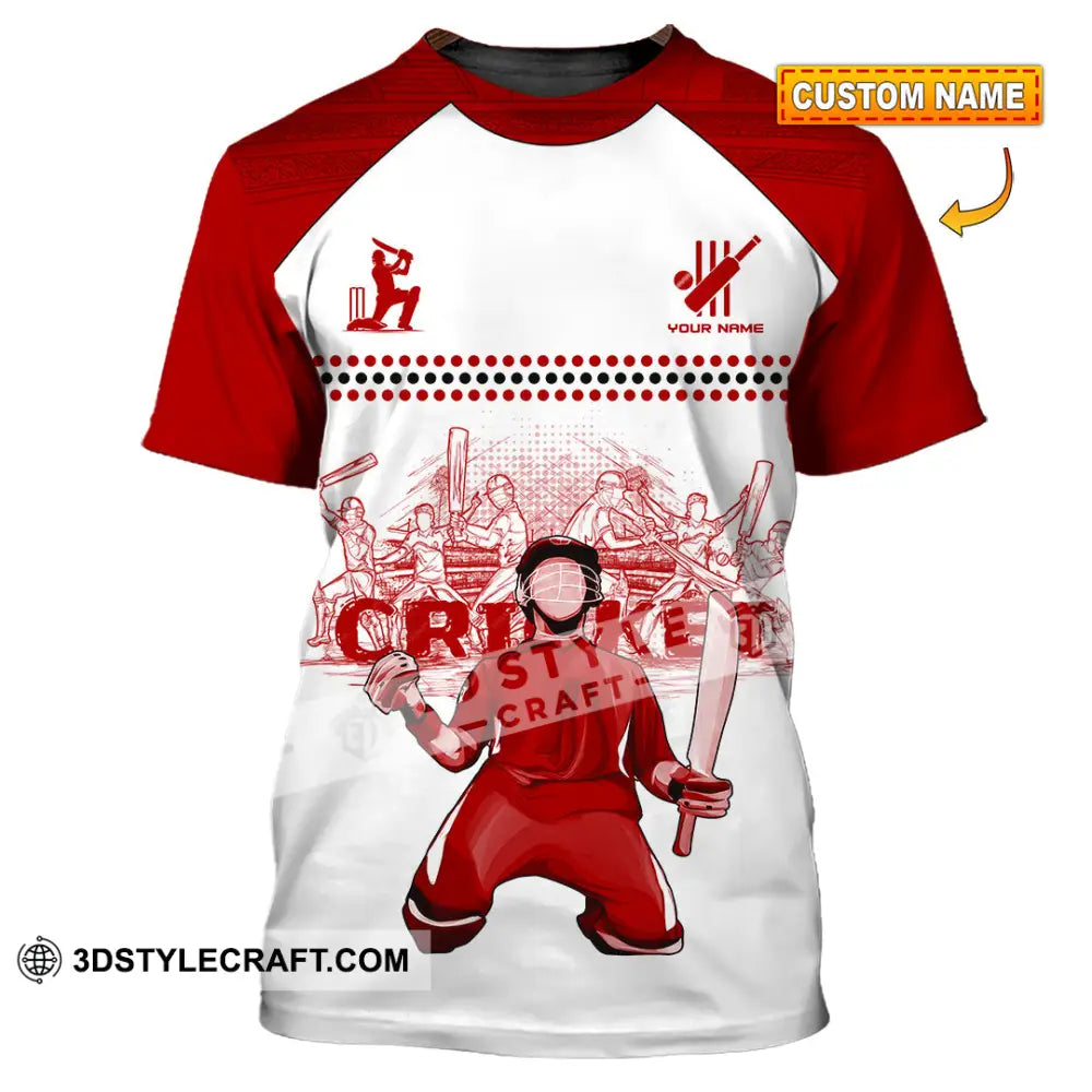 Unisex Shirt Custom Cricket Player Red Design Shirt T shirt