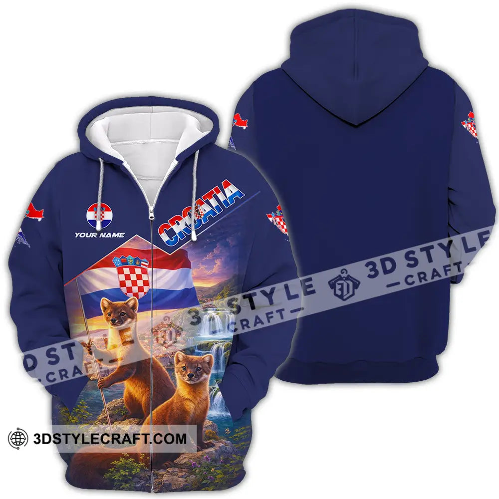 Unisex Shirt - Custom Croatia 3D Shirt Zipper Hoodie / S T-shirt
