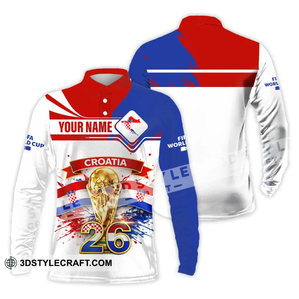 Unisex Shirt - Custom Croatia Fifa World Cup 2026 3D Shirt Long Sleeve Polo / S T-shirt