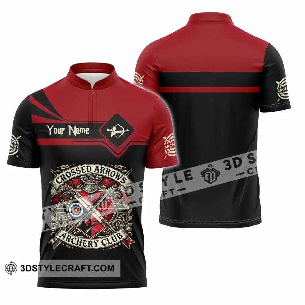 Unisex Shirt Custom Crossed Arrows Archery Club Sport Shirt Zipper Polo Shirt / S T shirt