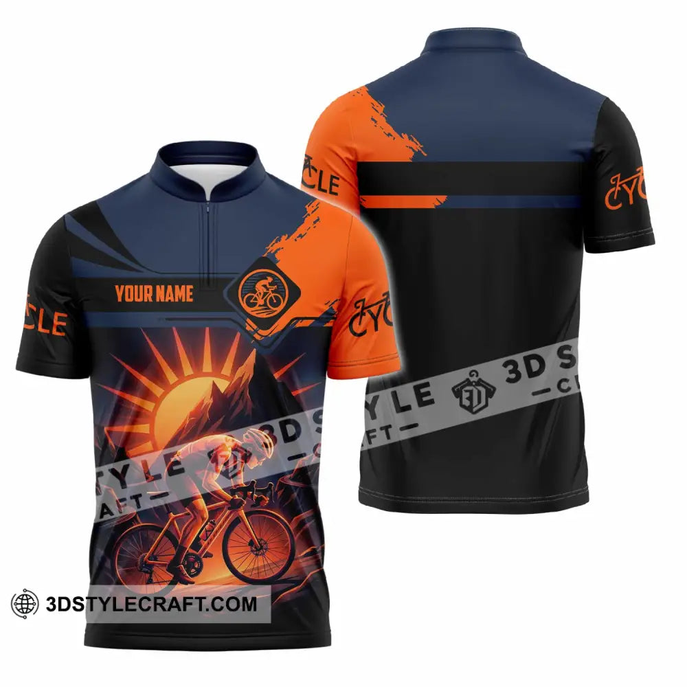 Unisex Shirt - Custom Cycle 3D Shirt Zipper Polo Shirt / S T-shirt
