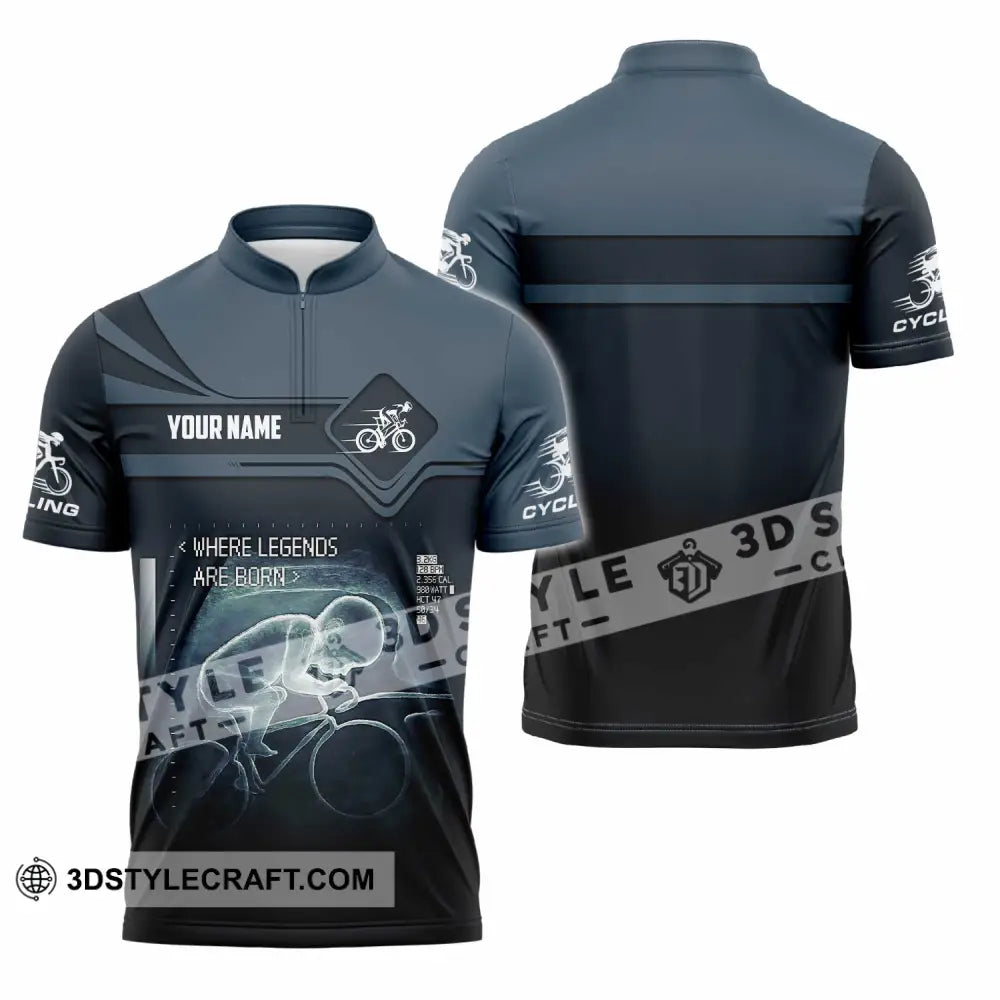 Unisex Shirt - Custom Cycling Where Legends Are Born Shirt Zipper Polo Shirt / S T-shirt
