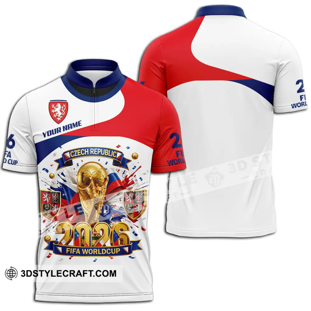 Unisex Shirt - Custom Czech Republic World Cup 2026 3D Shirt - Zipper Polo Shirt / S - T-shirt
