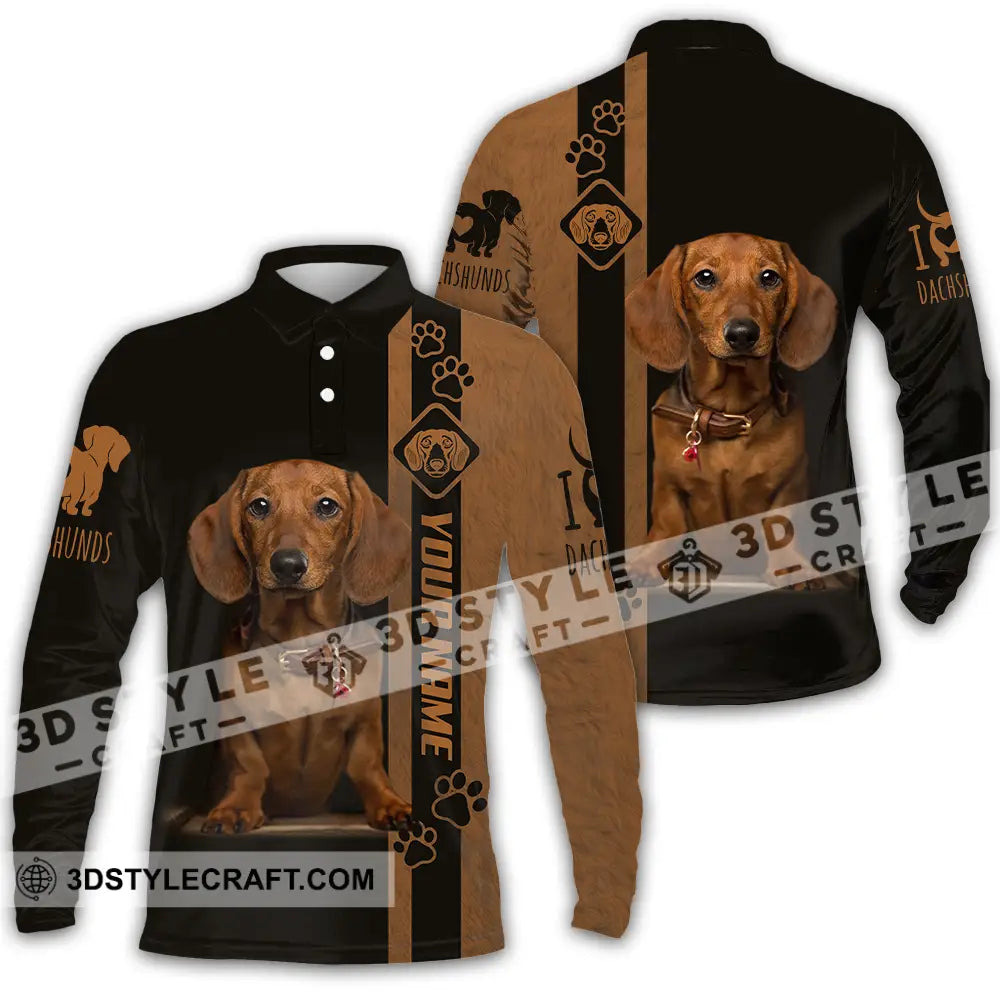 Unisex Shirt - Custom Dachshund Shirt Long Sleeve Polo / S T-shirt