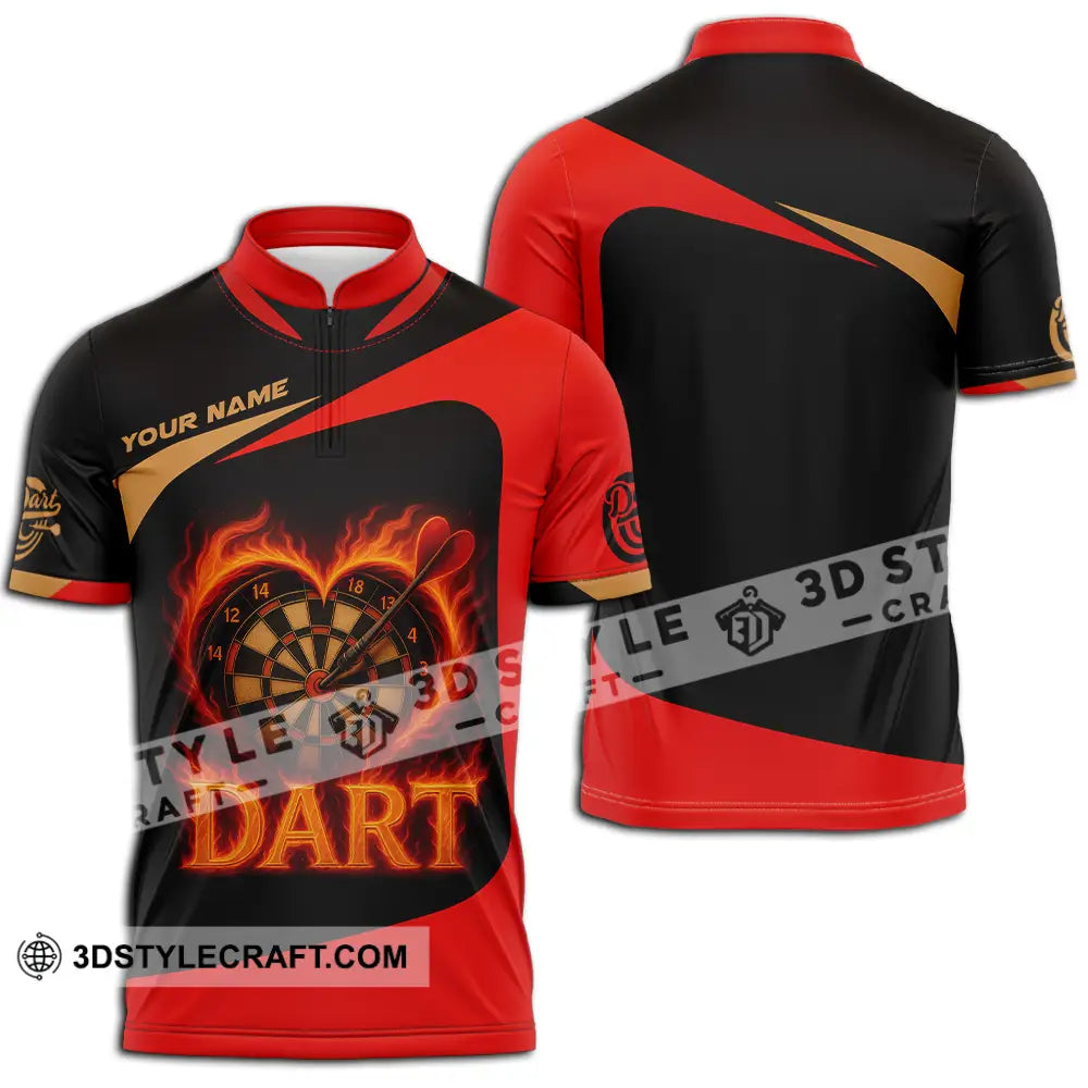 Unisex Shirt - Custom Dart Heart Shirt Zipper Polo Shirt / S T-shirt