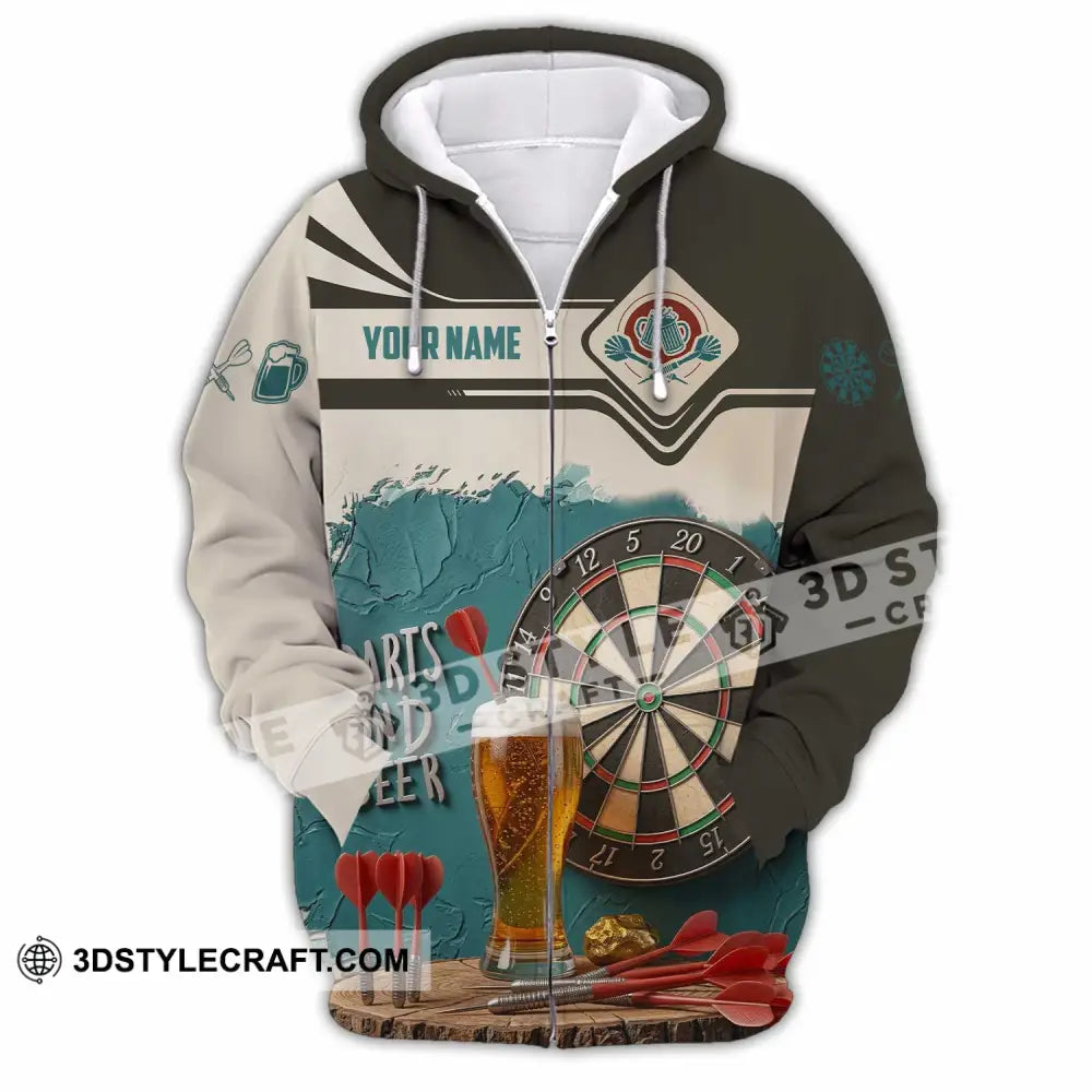 Unisex Shirt - Custom Darts And Beer 3D Shirt Zipper Hoodie / S T-shirt
