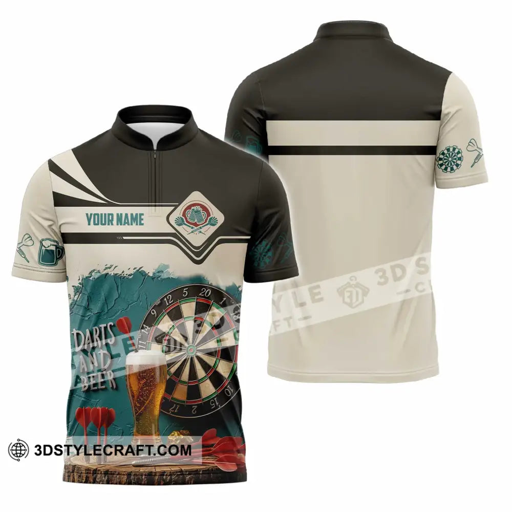 Unisex Shirt - Custom Darts And Beer 3D Shirt Zipper Polo Shirt / S T-shirt