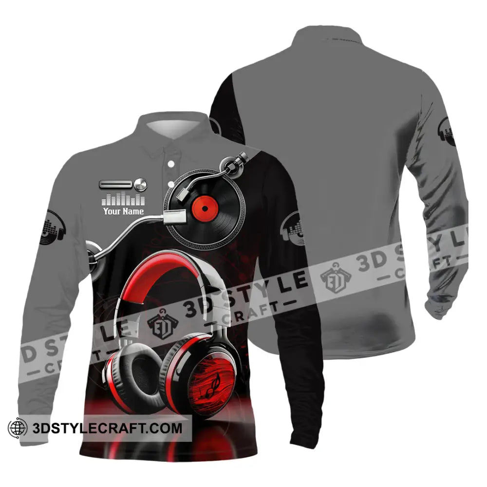 Unisex Shirt - Custom Disc Jockey 3D Shirt Long Sleeve Polo / S T-shirt