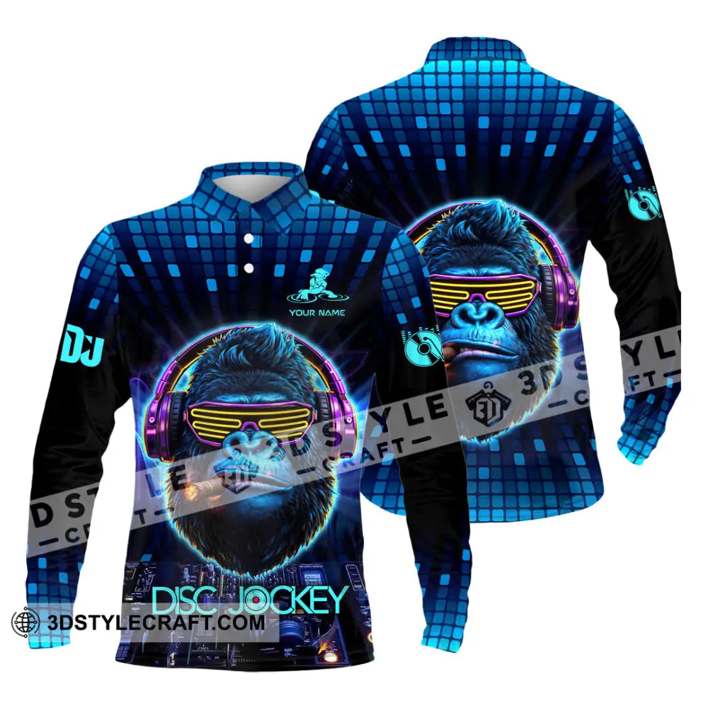 Unisex Shirt - Custom Disc Jockey 3D Shirt Long Sleeve Polo / S T-shirt