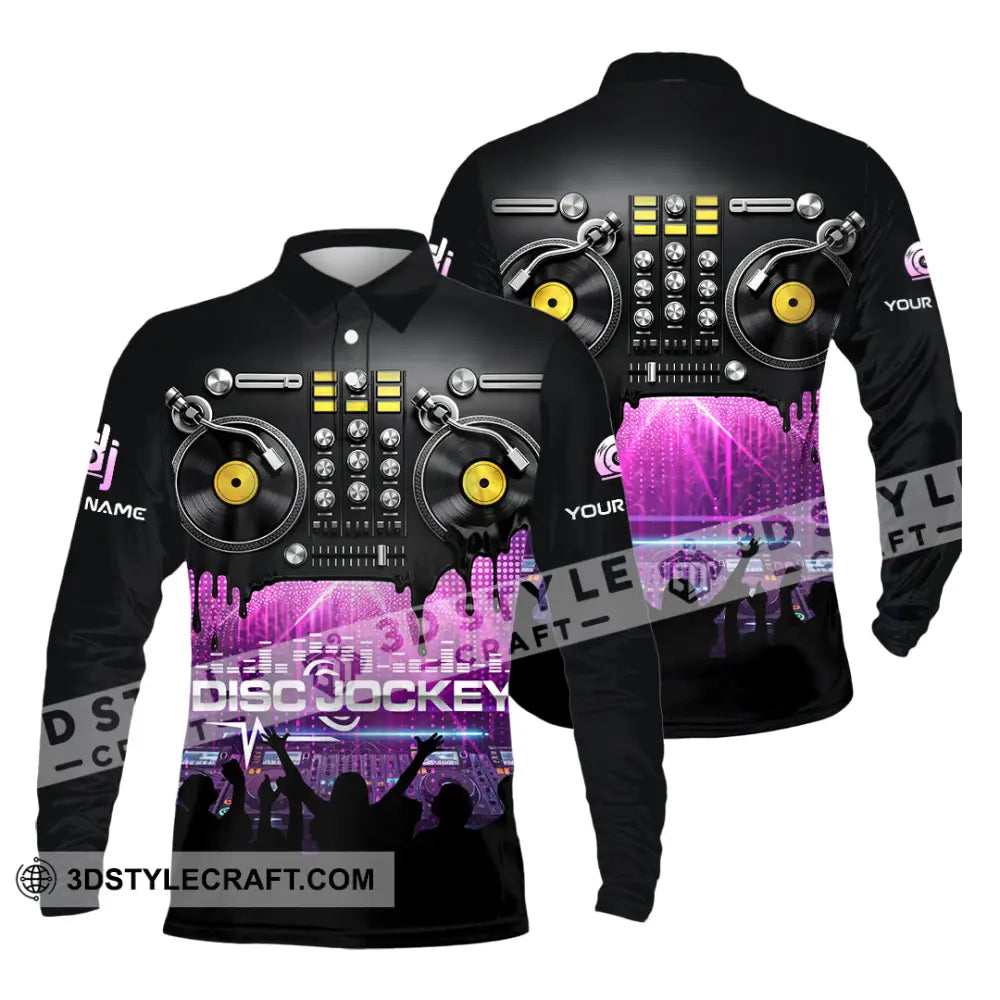 Unisex Shirt - Custom Disc Jockey 3D Shirt Long Sleeve Polo / S T-shirt