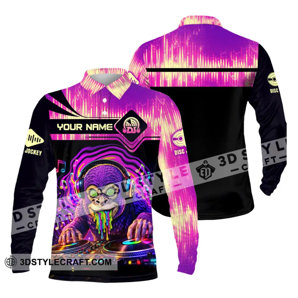Unisex Shirt - Custom Disc Jockey 3D Shirt Long Sleeve Polo / S T-shirt