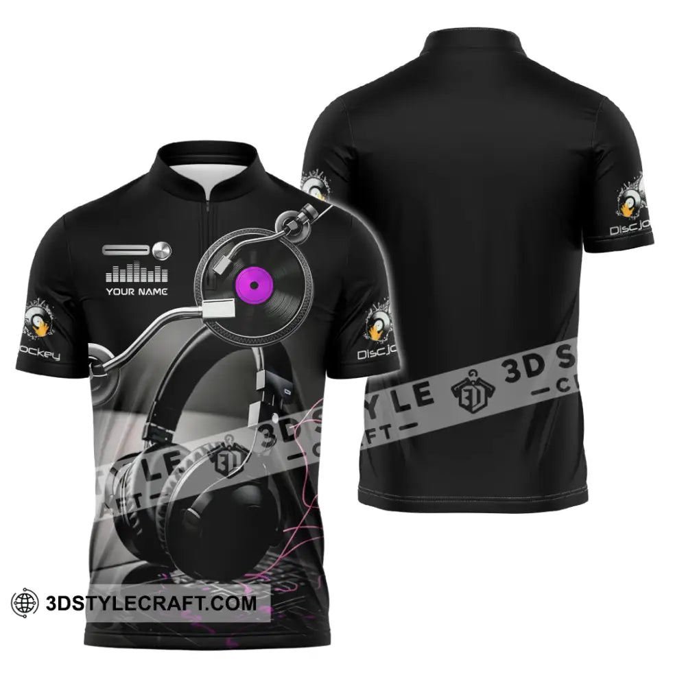 Unisex Shirt - Custom Disc Jockey 3D Shirt Zipper Polo Shirt / S T-shirt