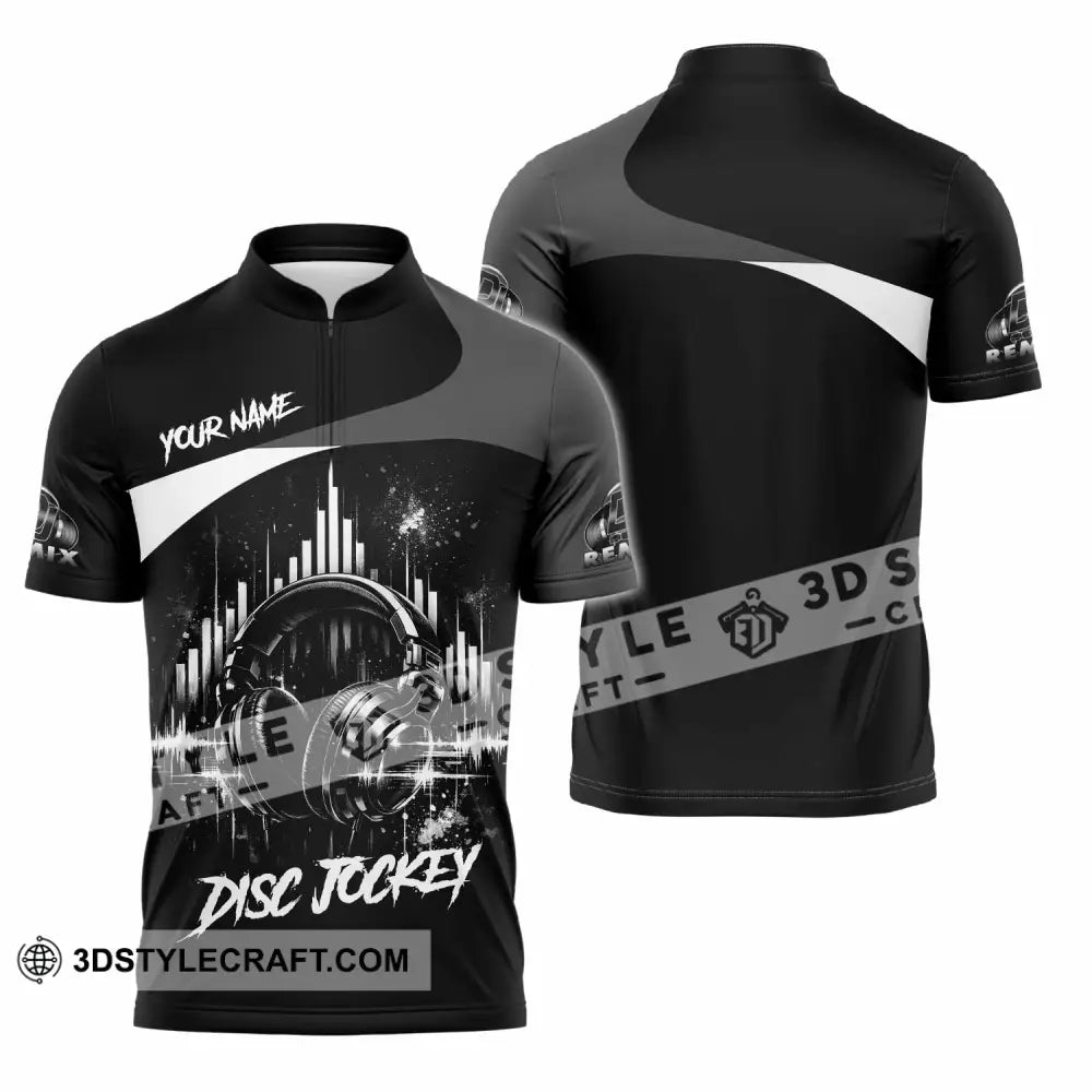 Unisex Shirt - Custom Disc Jockey 3D Shirt - Zipper Polo Shirt / S - T-shirt