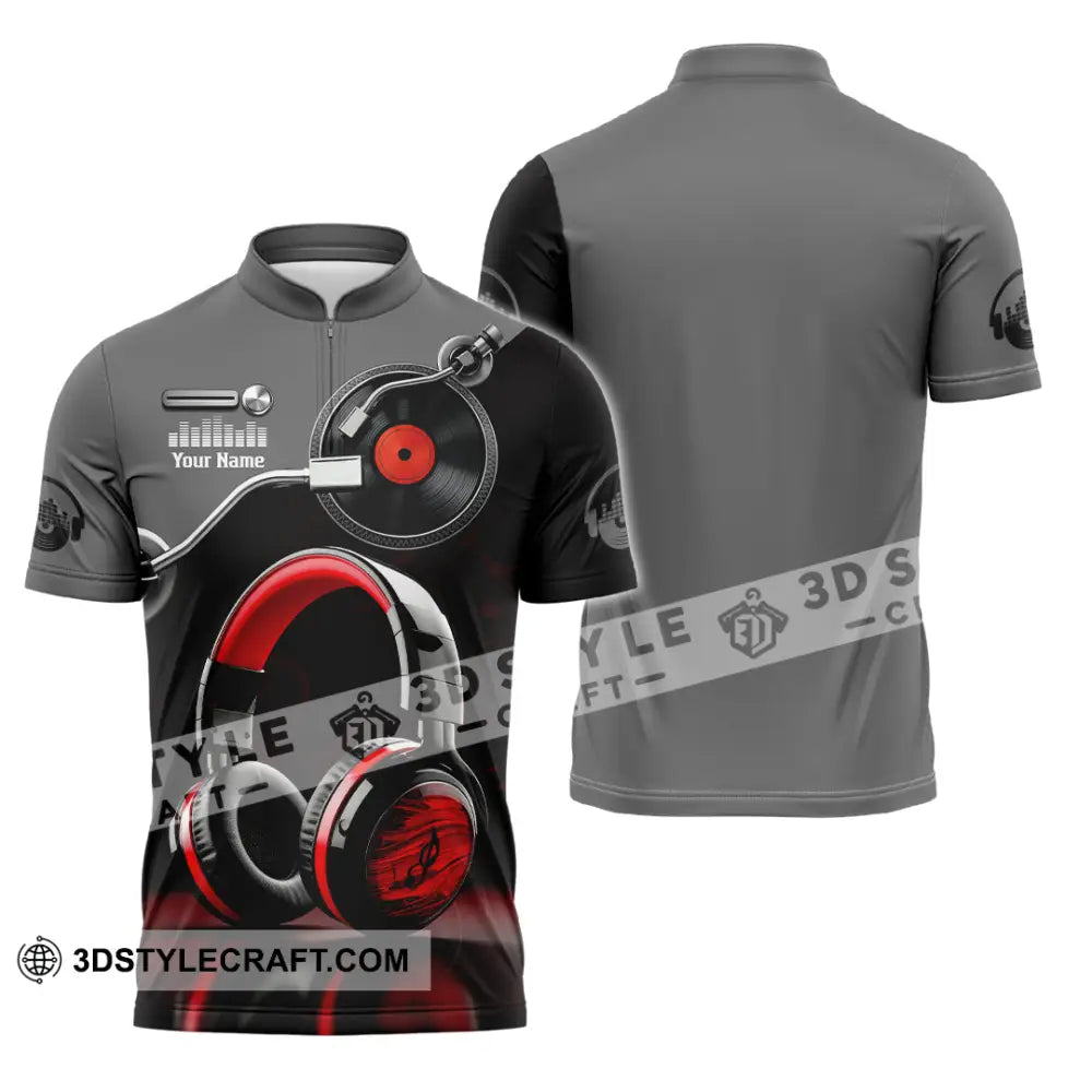 Unisex Shirt - Custom Disc Jockey 3D Shirt Zipper Polo Shirt / S T-shirt