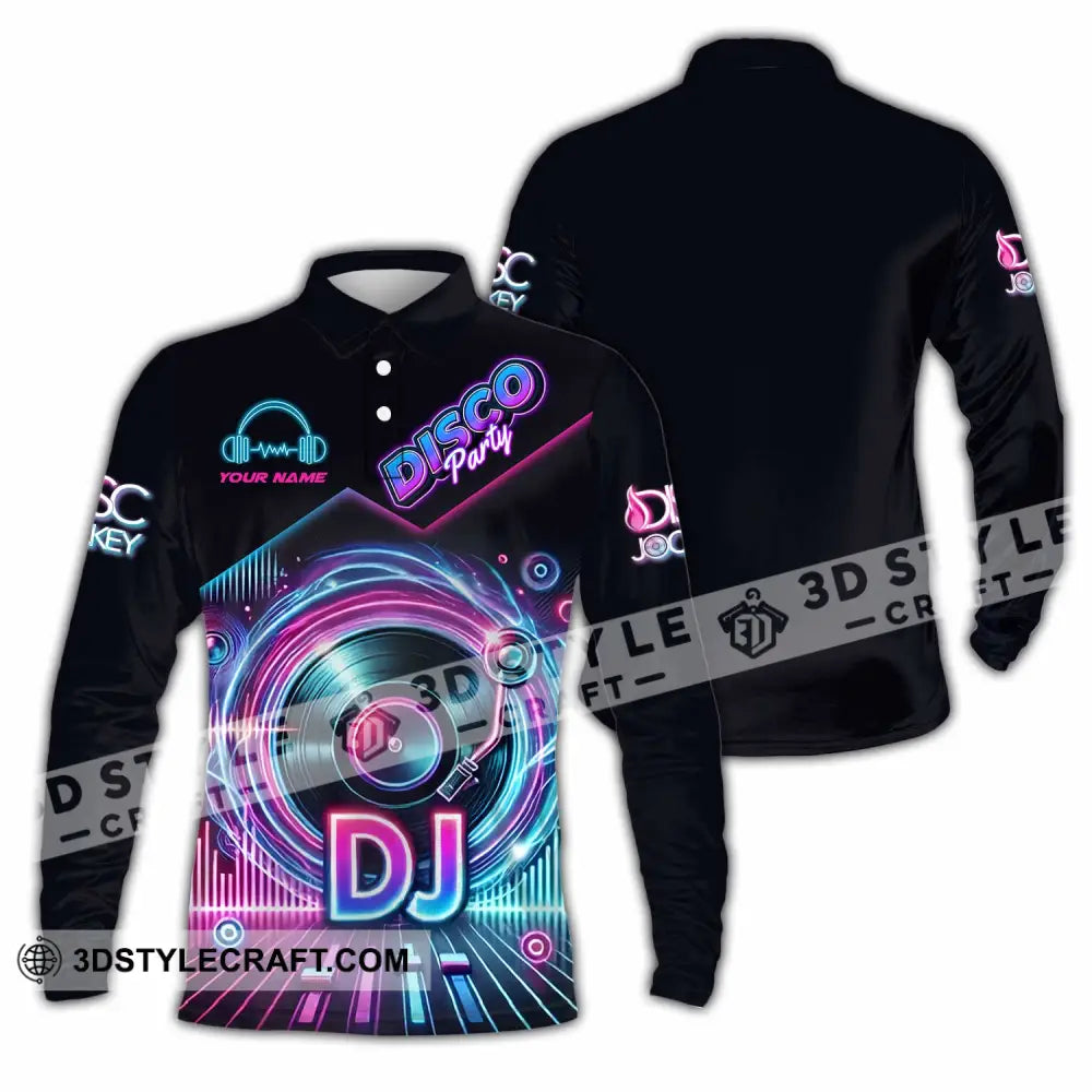 Unisex Shirt - Custom Disco Party DJ Shirt Long Sleeve Polo / S T-shirt