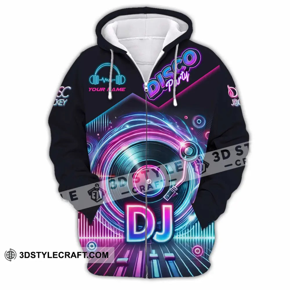 Unisex Shirt - Custom Disco Party DJ Shirt Zipper Hoodie / S T-shirt