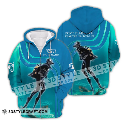 Unisex Shirt - Custom Dive Name T-Shirt Personalized Hoodie Scuba Diver Zipper / S T-Shirt