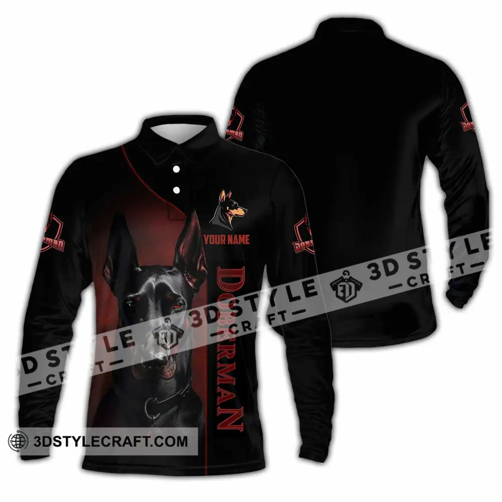 Unisex Shirt - Custom Dobermann Dog Shirt Long Sleeve Polo / S T-shirt