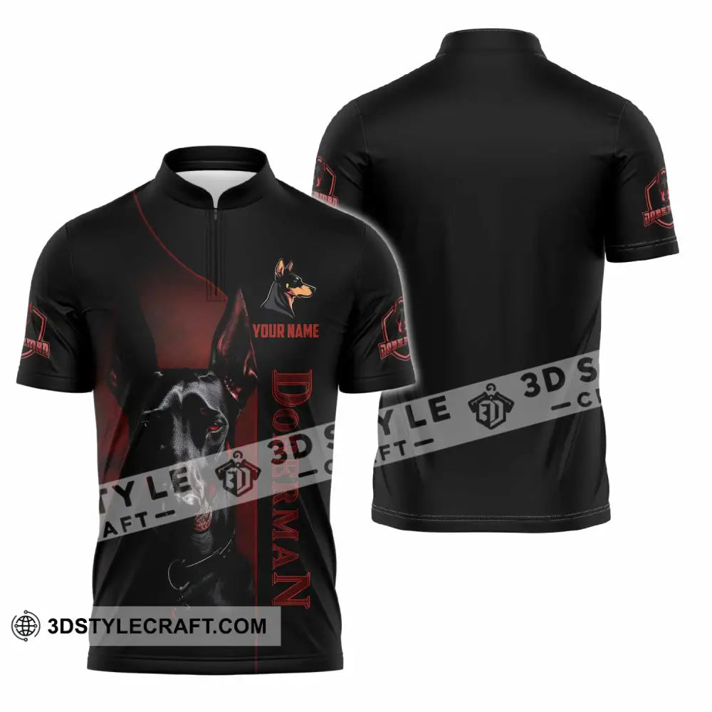 Unisex Shirt - Custom Dobermann Dog Shirt Zipper Polo Shirt / S T-shirt
