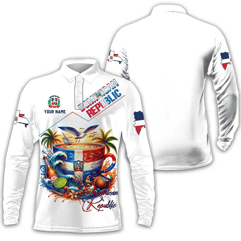 Unisex Shirt - Custom Dominican Republic Shirt Long Sleeve Polo / S T-shirt