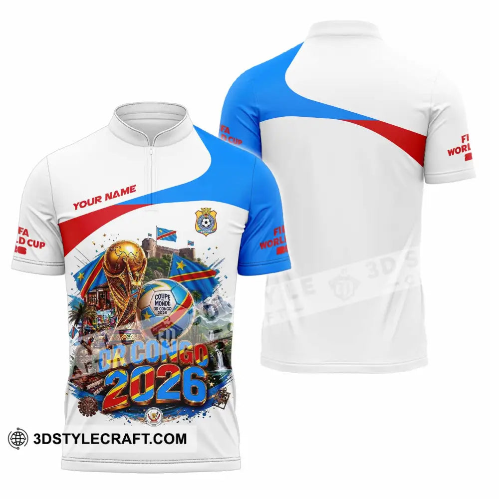 Unisex Shirt - Custom Dr Congo World Cup 2026 Shirt - Zipper Polo Shirt / S - T-shirt