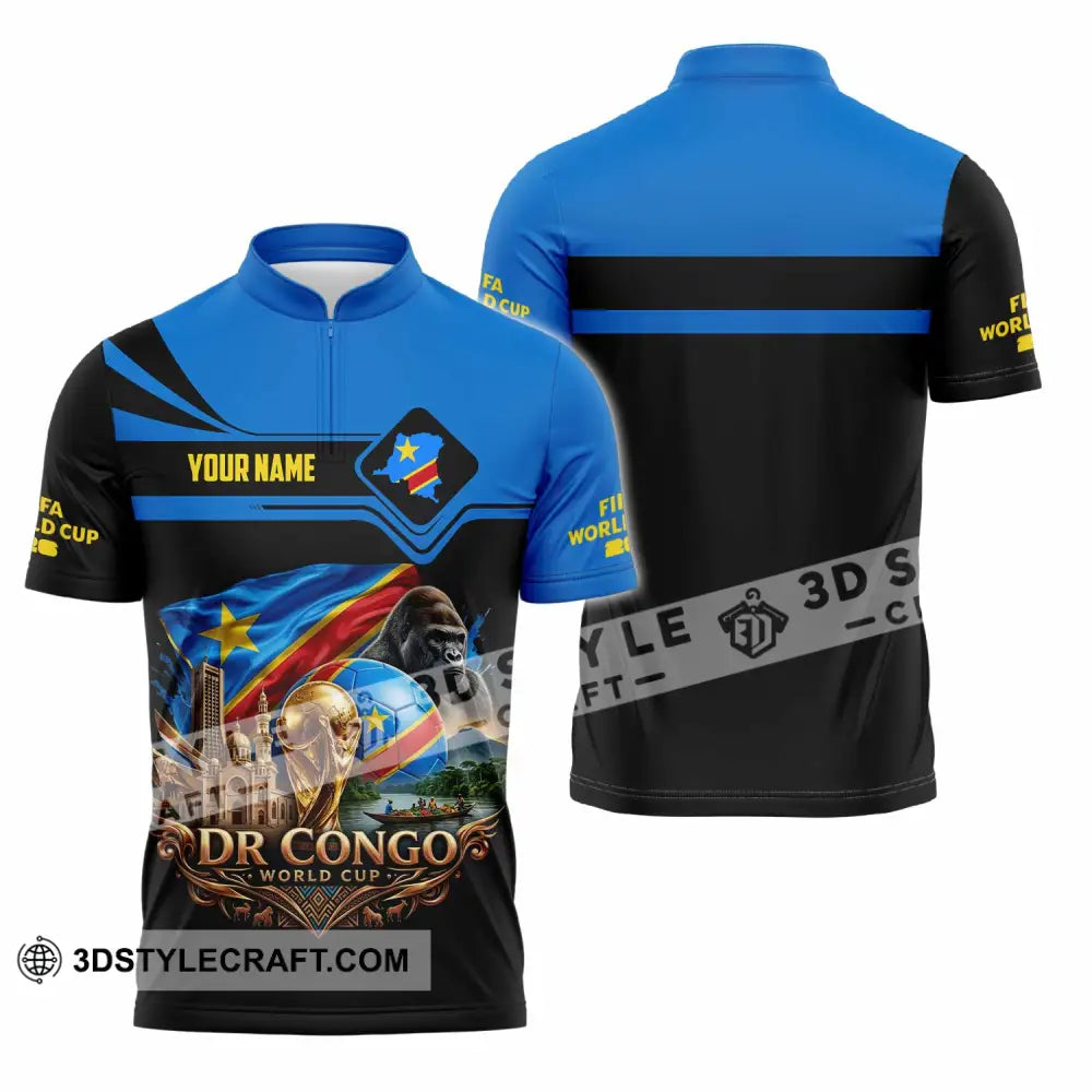 Unisex Shirt - Custom Dr Congo World Cup 2026 Shirt - Zipper Polo Shirt / S - T-shirt